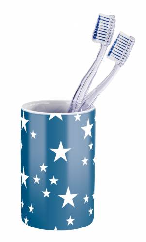 Pahar pentru periuta de dinti - din ceramica - Stella Albastru - O6 - 5xH11 cm