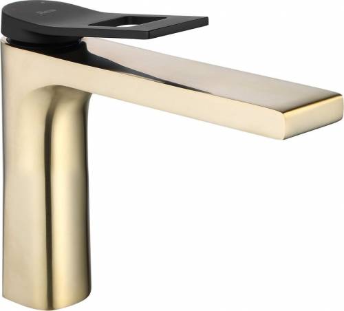 Baterie lavoar Rea Soul monocomanda auriu lucios - negru mat