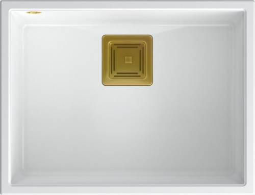 Chiuveta compozit sub blat Quadron Unique David 50 alb - auriu 55x42 cm
