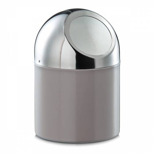 Cos de gunoi cu capac pentru masa - din metal - Vista Grej / Crom - O12xH18 cm