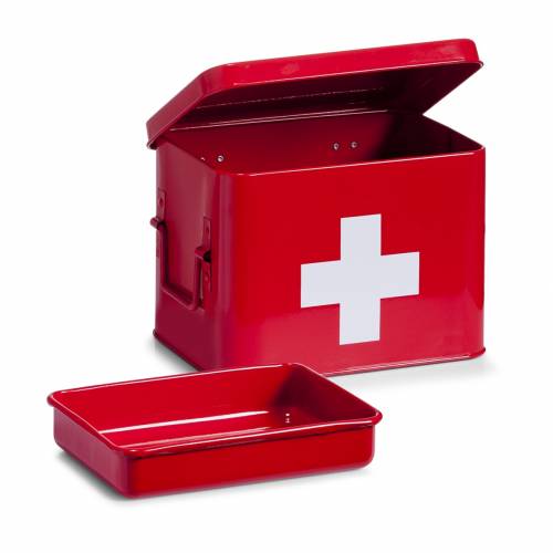 Cutie pentru depozitarea medicamentelor - 4 compartimente - Metal Red - l21 - 5xA16xH16 cm