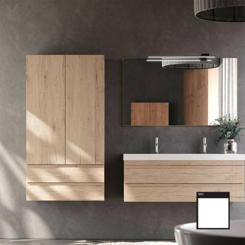 Dulap inalt suspendat KolpaSan Naomi alb 2 usi si 2 sertare 79 cm