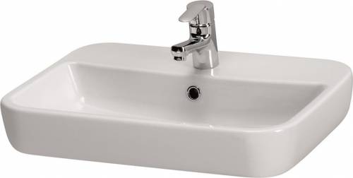 Lavoar pe blat Cersanit Caspia Square alb lucios 60 cm