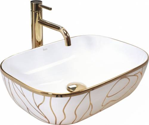 Lavoar pe blat Rea Belinda Wave 47 cm alb - auriu