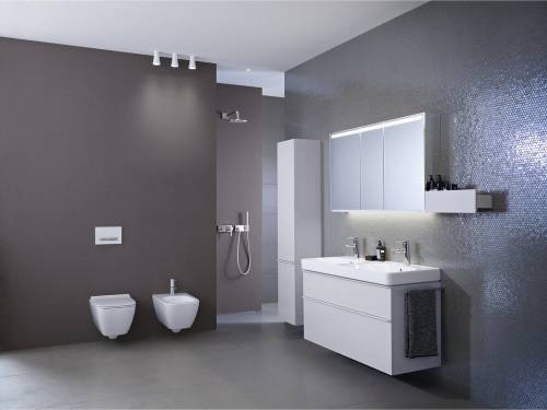 Lavoar dublu pe mobilier Geberit Smyle Square 120 cm cu orificiu baterie