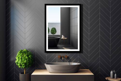 Oglinda reversibila cu iluminare Led Venti Luxled negru 60 cm x 80 cm