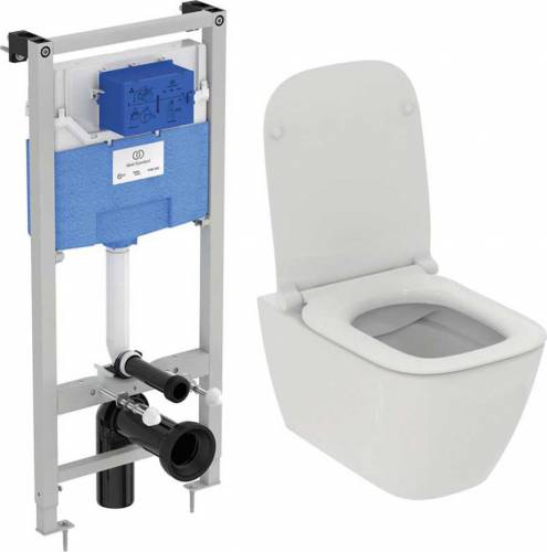 Set rezervor WC cu cadru Ideal Standard ProSys si vas WC ILife B cu capac softclose alb