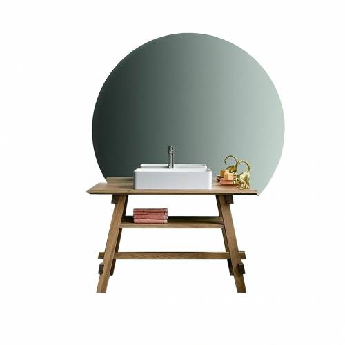 Set mobilier pentru baie - din lemn de stejar cu oglinda si LED - Arkitect Right Stejar / Alb 125 cm - 3 piese