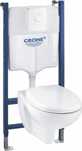 Set rezervor WC Grohe Solido 2 in 1 si clapeta alba Skate Air plus vas WC cu capac softclose