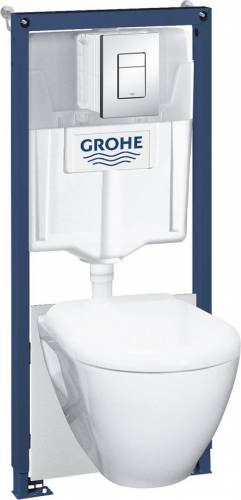 Set rezervor WC Grohe Solido 5 in 1 si clapeta crom Skate Cosmopolitan plus vas WC cu capac softclose