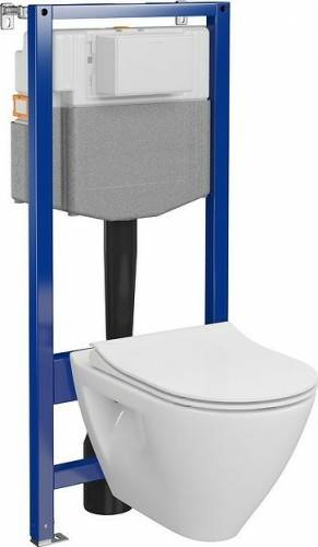 Set rezervor wc incastrat - vas wc suspendat si capac wc slim Cersanit Mille C34 Aqua 50