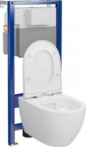 Set rezervor wc incastrat - vas wc suspendat si capac wc slim Cersanit Pro C18 Aqua 50