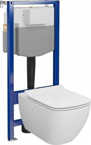 Set rezervor wc incastrat - vas wc suspendat si capac wc slim Cersanit Virgo C26 Aqua 50