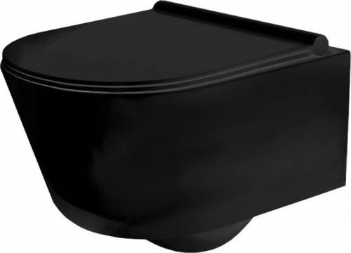 Set vas wc negru suspendat Rea Porter rimless capac slim softclose