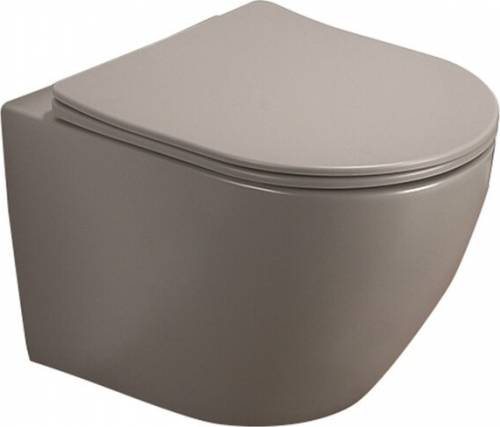 Set vas WC rimless suspendat Fluminia Alfonzo si capac softclose gri mat