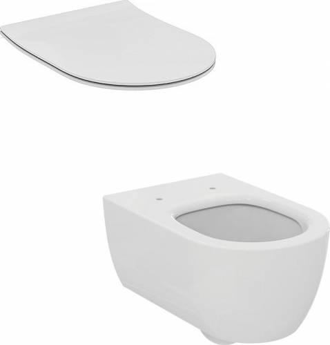 Set vas WC suspendat Ideal Standard Atelier Blend Curve alb si capac softclose
