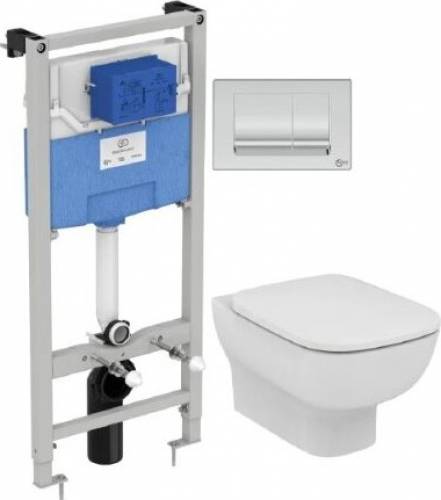 Set vas wc suspendat Ideal Standard Esedra AquaBlade cu capac inchidere lenta si rezervor Ideal Standard Prosys