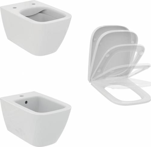 Set vas wc suspendat rimless Ideal Standard Ilife B alb bideu si capac softclose