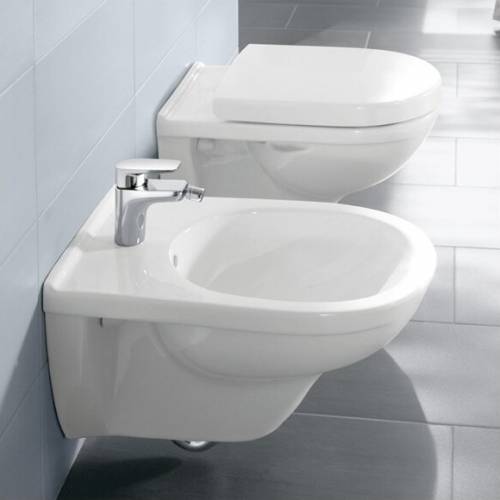 Set vas wc suspendat Villeroy&Boch ONovo Direct Flush cu bideu suspendat si capac soft close