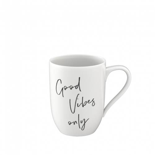 Cana din portelan - Statement Good Vibes Only - Alb - 340 ml - Villeroy & Boch