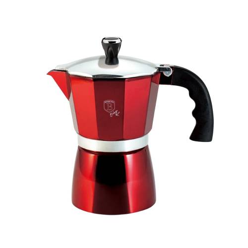 Espressor manual din aluminiu - 2 cesti - Metallic Line Burgundy