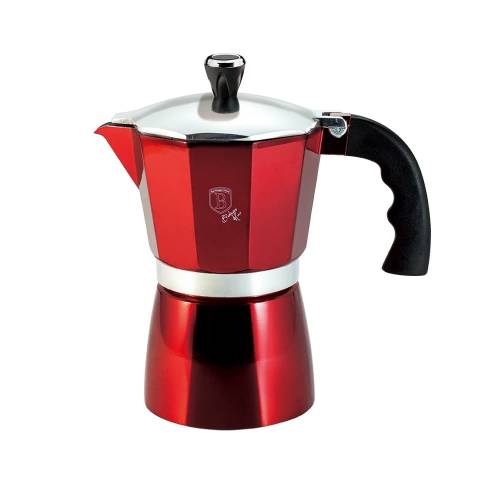 Espressor manual din aluminiu - 3 cesti - Metallic Line Burgundy