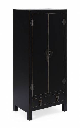 Cabinet din MDF si metal - cu 2 sertare si 2 usi Pechino Negru - l50xA34 - 5xH121 cm