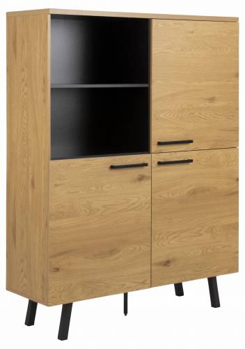 Cabinet din pal si metal - cu 3 usi Mallow Stejar / Negru - l120xA40xH158 cm
