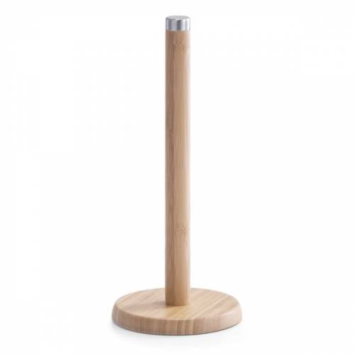 Suport din bambus si otel inoxidabil pentru role de bucatarie - Bamboo Round Natural - O14xH32 cm