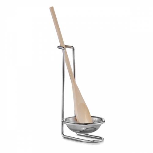 Set lingura si suport cu tava de scurgere - din lemn si metal - Harold Crom / Natural - O10xH17 - 5 cm