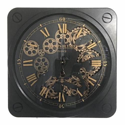 Ceas de perete Engrenage Square Negru / Auriu - L49 - 5xl49 - 5 cm