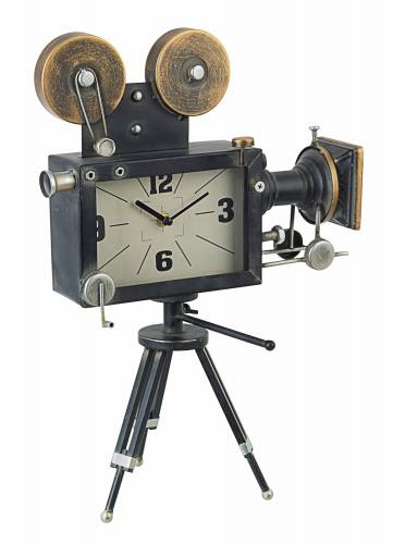 Ceas de masa Charles Cinema 259-1 Alama Antichizata / Negru - L33xl16xH45 cm