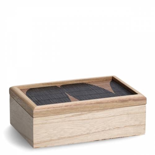 Cutie pentru depozitare cu capac - din lemn - Black Mosaic Large Natural - L24xl16xH8 - 5 cm