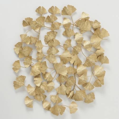 Decoratiune metalica de perete Ginkgo Leaf Auriu - l75xA4xH85 cm