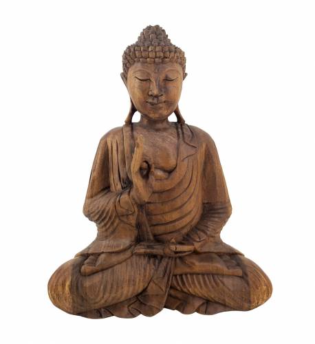 Decoratiune din lemn de suar Buddha Natural - L40xl20xH50 cm