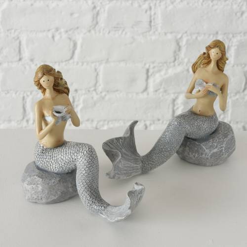 Decoratiune din polirasina Mermaid Maro / Gri - Modele Asortate - l20xA9xH15 cm