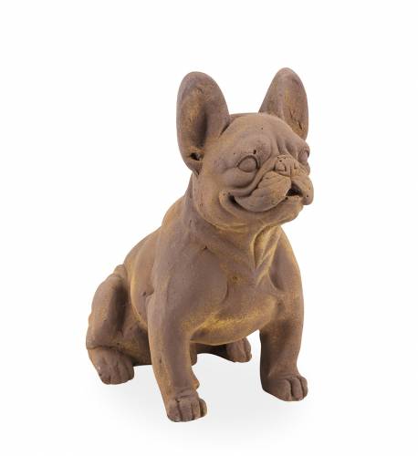 Decoratiune din rasina - Bulldog Sitting Ruginiu - L40xl25xH43 cm