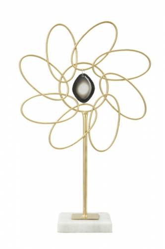 Decoratiune metalica Glam Daisy Auriu - l24xA10xH37 - 5 cm