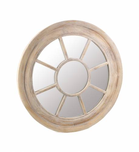 Oglinda decorativa din lemn de paulownia - Dakota Wheel Natural - O75 cm