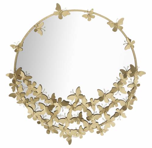 Oglinda decorativa din metal Butterfly Auriu - O91 cm