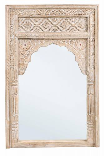 Oglinda decorativa cu rama din lemn - Nawal Natural Antichizat - l80xH120 cm