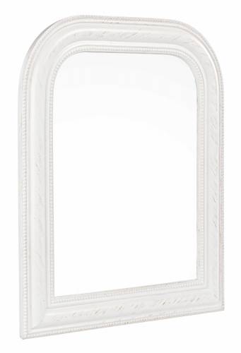 Oglinda decorativa cu rama din lemn de Paulownia - Miro G Alb Antichizat - l50xH60 cm