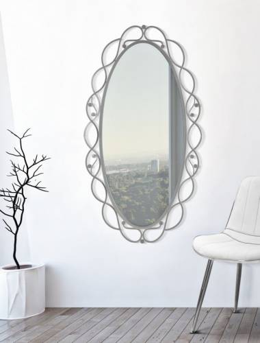 Oglinda decorativa cu rama metalica - Infinity Argintiu - l60xH110 cm