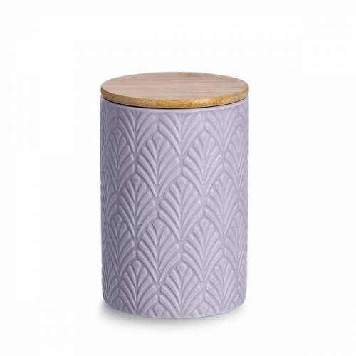 Recipient ceramic pentru depozitare - capac din bambus - Jar Pastel - 720 ml - O 10xH15 cm