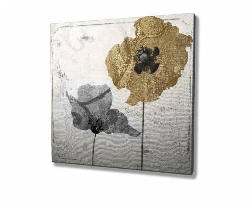Tablou Canvas Klarc Poppy Flowers KC142 Auriu / Argintiu - 45 x 45 cm