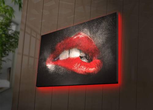 Tablou Canvas Led Red Lips 4570DACT-64 Multicolor - 70 x 45 cm