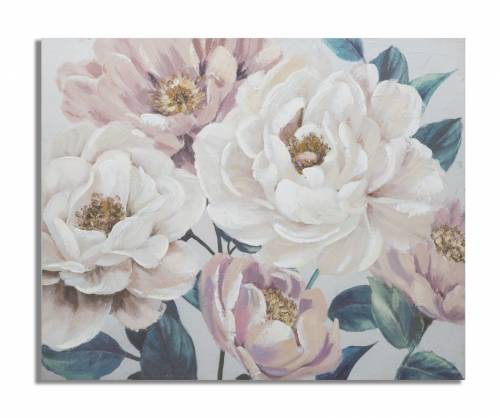 Tablou pictat manual - Soft Pink Flowers Multicolor - 100 x 80 cm