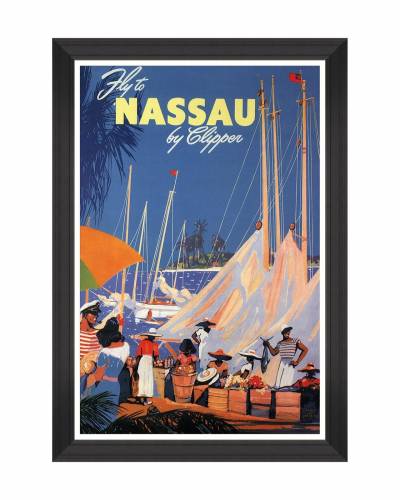 Tablou Framed Art Caribbean Travels - Fly To Nassau - 60 x 90 cm