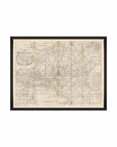 Tablou Framed Art Map of West Indies 1716 - 120 x 90 cm