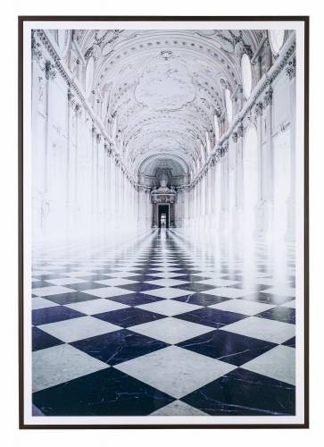 Tablou Framed High Glossy 990 Palace Hallway II Alb / Negru - 70 x 100 cm